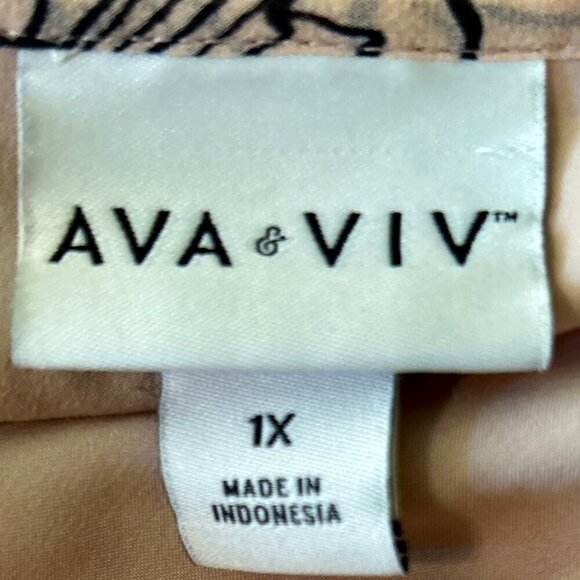 Ava & Viv SZ 16  Flowy Floral Long Sleeve Top Feminine Artsy Modern Office Dress - Picture 6 of 8